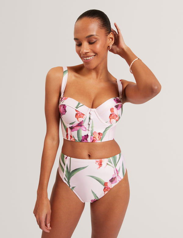 Ted Baker Floral Button Detail Longline Bikini Top