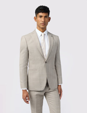 Ted Baker Taupe Check Performance Slim Suit Jacket