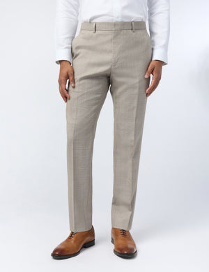 Ted Baker Taupe Check Performance Slim Suit Trousers