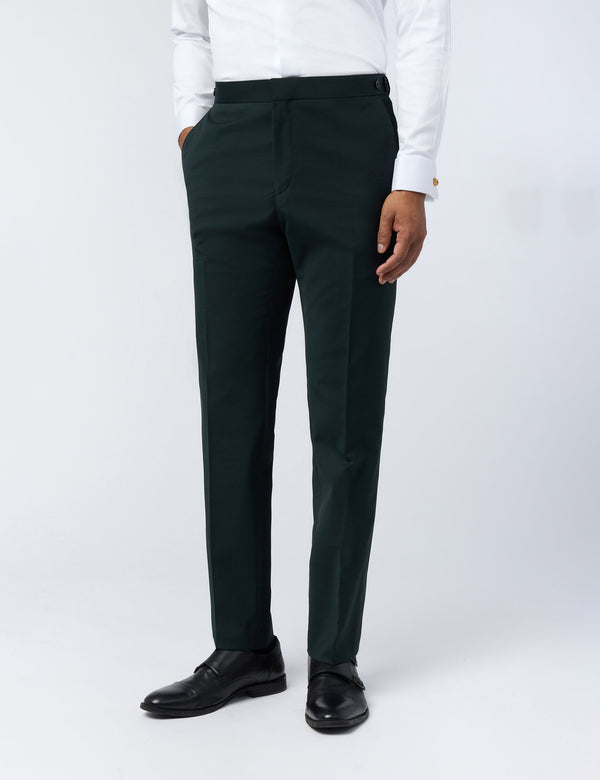 Ted Baker Green Stretch Wool Slim Tuxedo Trousers
