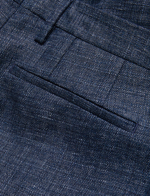 SLIM LINEN WOOL TROUSERS | NAVY
