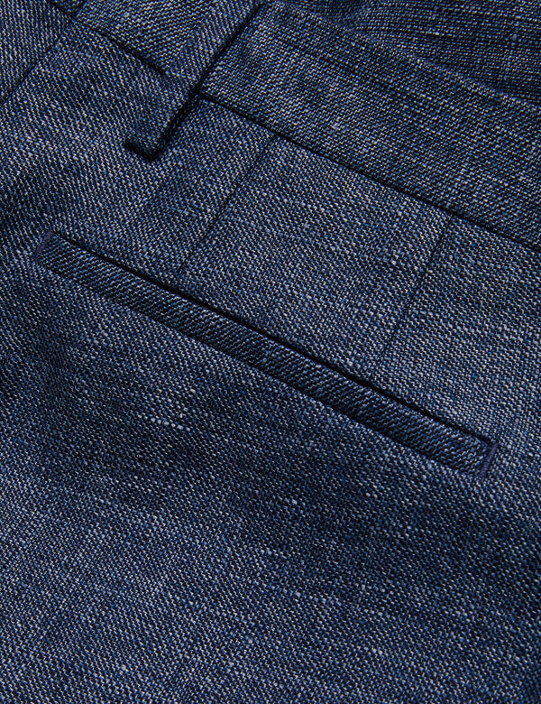 SLIM LINEN WOOL TROUSERS | NAVY