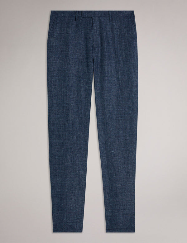 SLIM LINEN WOOL TROUSERS | NAVY