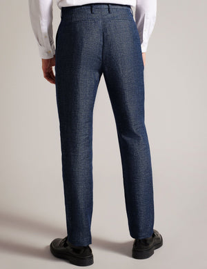 SLIM LINEN WOOL TROUSERS | NAVY