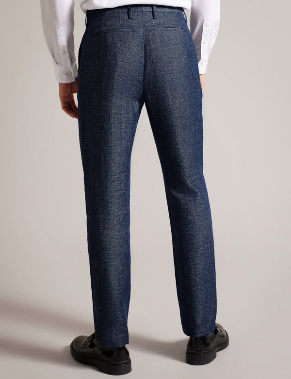 SLIM LINEN WOOL TROUSERS | NAVY