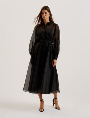 Ted Baker Organza Midi Shirt Dress With Belt