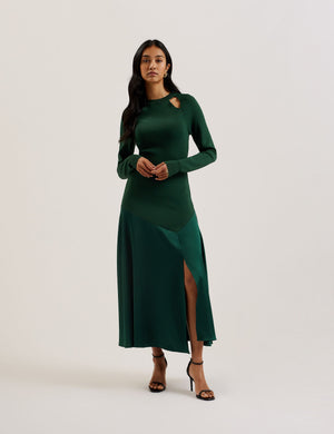 Ted Baker Long Sleeve Satin Skirt Midi Dress