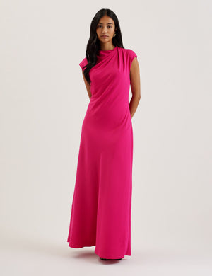 Ted Baker Drape Neckline Cap Sleeve Maxi Dress