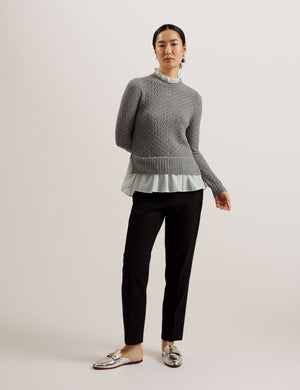 Ted Baker Pointelle Knit Jumper With Shirt Hem