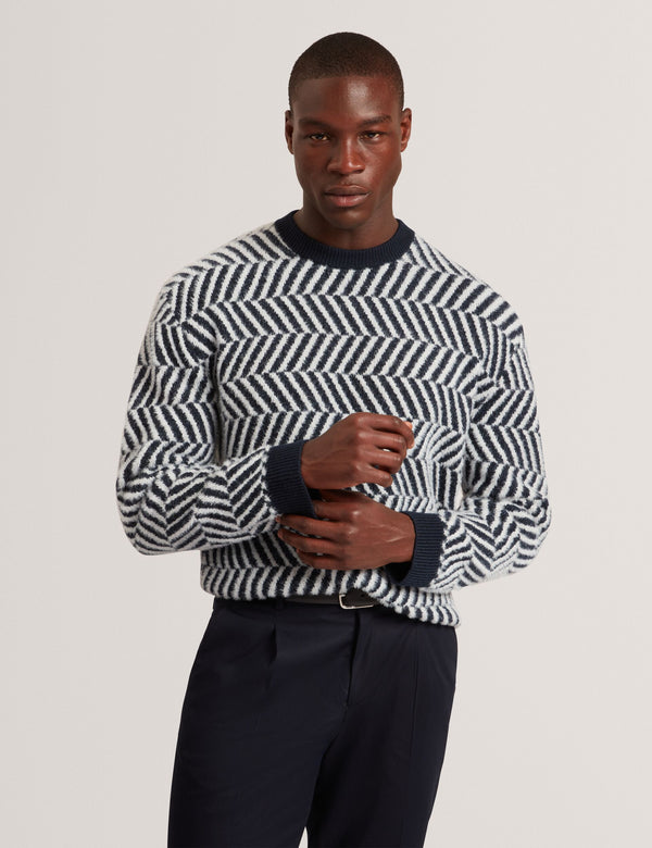 Ted Baker Zig Zag Print Wool Blend Jumper