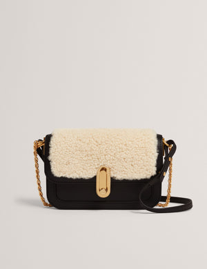 Ted Baker Shearling Leather Twist Lock Crossbody Bag