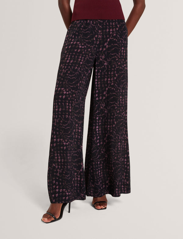 Ted Baker Floral Check Print Wide Leg Trousers