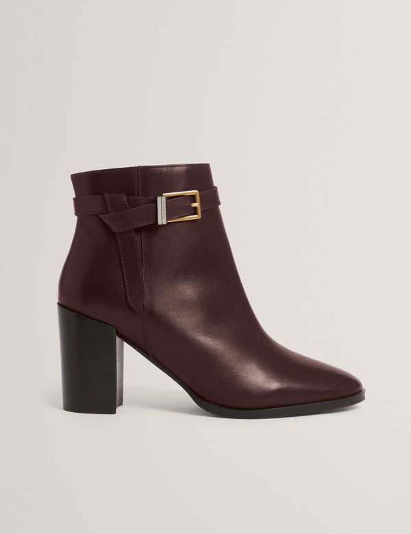Ted Baker Belt Trim Leather Heeled Ankle Boots