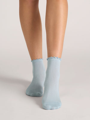 3 PK Women's Non Terry Ruffle Anklet | DK-GREEN