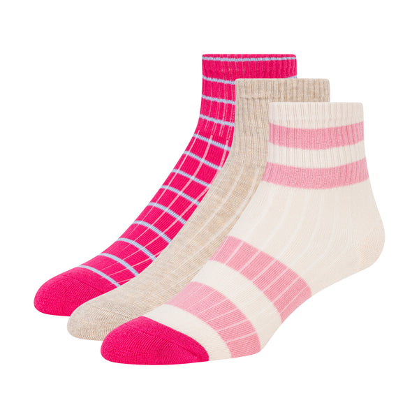 3PK WOMENS 1/2 TERRY LOW CREW | PINK