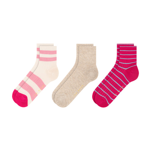 3PK WOMENS 1/2 TERRY LOW CREW | PINK