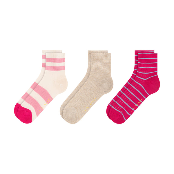3PK WOMENS 1/2 TERRY LOW CREW | PINK