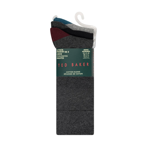 Lot de 3 paires de chaussettes ras du cou pour homme en maille bouclette | GRIS MOYEN