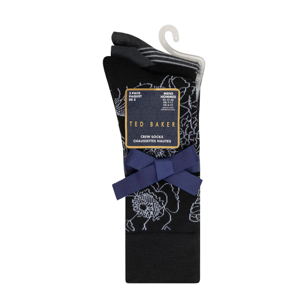 LOT DE 3 PAIRES DE CHAUSSETTES HOMME IMPRIMÉES SANS BOUCLE EN MAILLE RASSE | NOIR