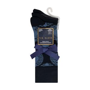 LOT DE 3 PAIRES DE CHAUSSETTES HOMME IMPRIMÉES SANS BOUCLETTES | BLEU