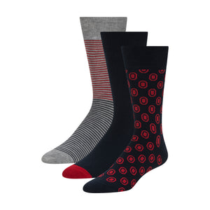 LOT DE 3 PAIRES DE CHAUSSETTES HOMME NON BOUCLÉES IMPRIMÉES | ROUGE