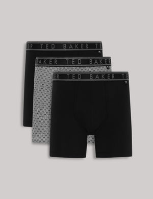Ted Baker 3-Pack Black Print Cotton Stretch Boxers
