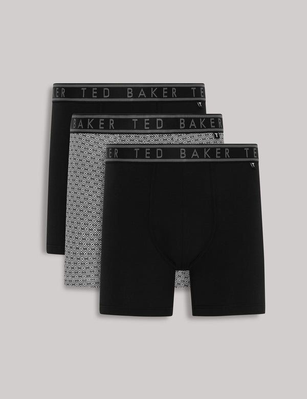 Ted Baker 3-Pack Black Print Cotton Stretch Boxers