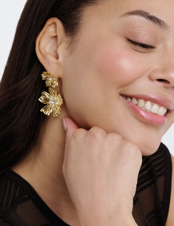 Ted Baker Gold Flower Statement Drop Earrings