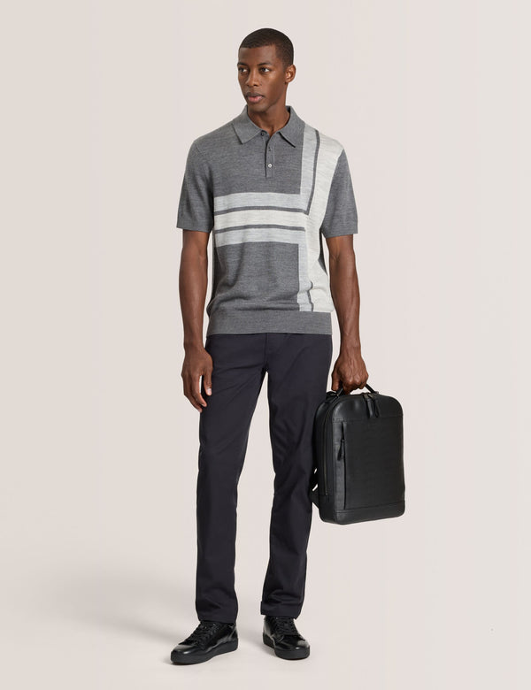 COMPACT HERRINGBONE TROUSERS | BLACK