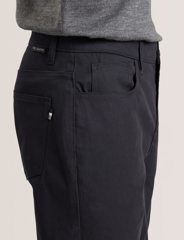 COMPACT HERRINGBONE TROUSERS | BLACK