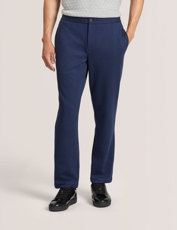 KNIT TWILL ELASTIC TROUSERS | INSIGNIA BLUE HEATHER