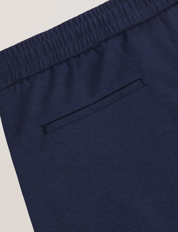 KNIT TWILL ELASTIC TROUSERS | INSIGNIA BLUE HEATHER