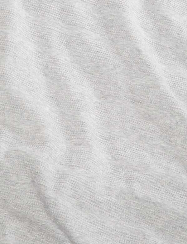 POPCORN STRIPE LONG SLEEVE POLO | GREY HEATHER