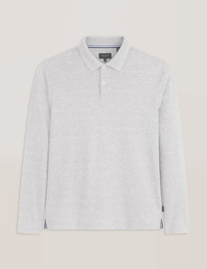 POPCORN STRIPE LONG SLEEVE POLO | GREY HEATHER
