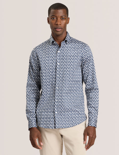 SOREN LONG SLEEVE ARCHIE PRINT SHIRT | DARK DENIM