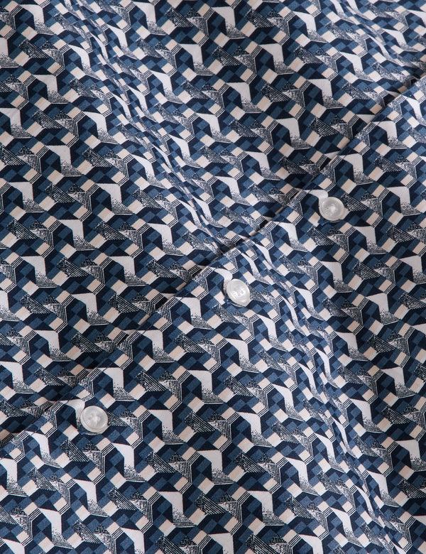 SOREN LONG SLEEVE ARCHIE PRINT SHIRT | DARK DENIM