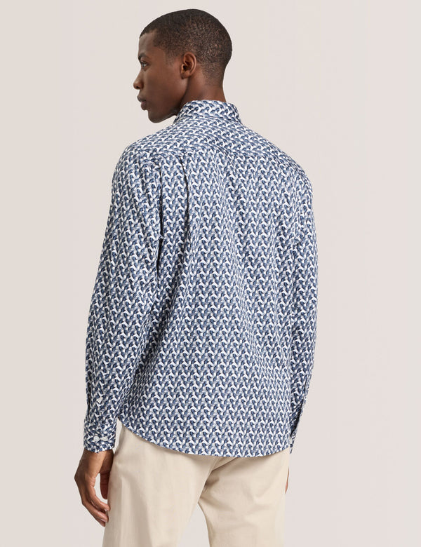 SOREN LONG SLEEVE ARCHIE PRINT SHIRT | DARK DENIM