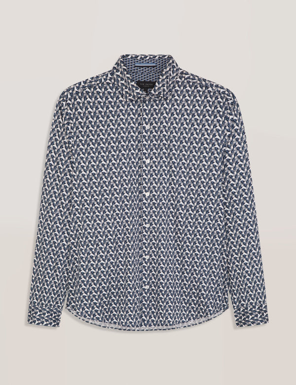 SOREN LONG SLEEVE ARCHIE PRINT SHIRT | DARK DENIM