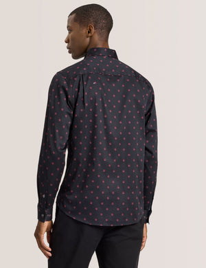 SOREN LONG SLEEVE DAISY PRINT SHIRT | BLACK BEAUTY