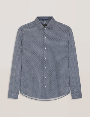 SOREN LONG SLEEVE CLAROT PRINT SHIRT | DARK DENIM