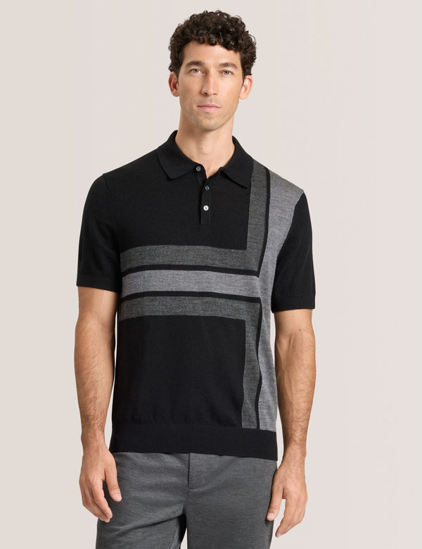 INTARSIA SWEATER POLO | BLACK