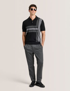 INTARSIA SWEATER POLO | BLACK