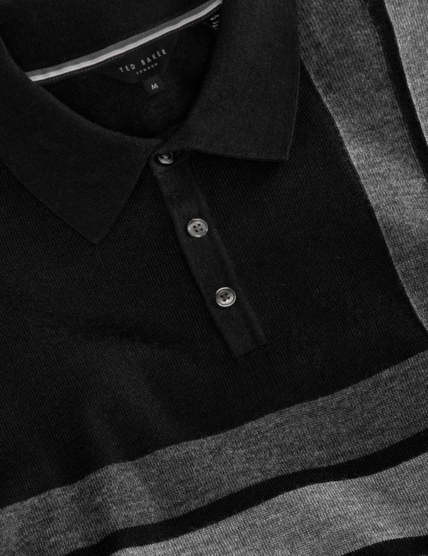 INTARSIA SWEATER POLO | BLACK