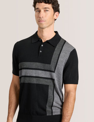 INTARSIA SWEATER POLO | BLACK