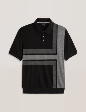 INTARSIA SWEATER POLO | BLACK