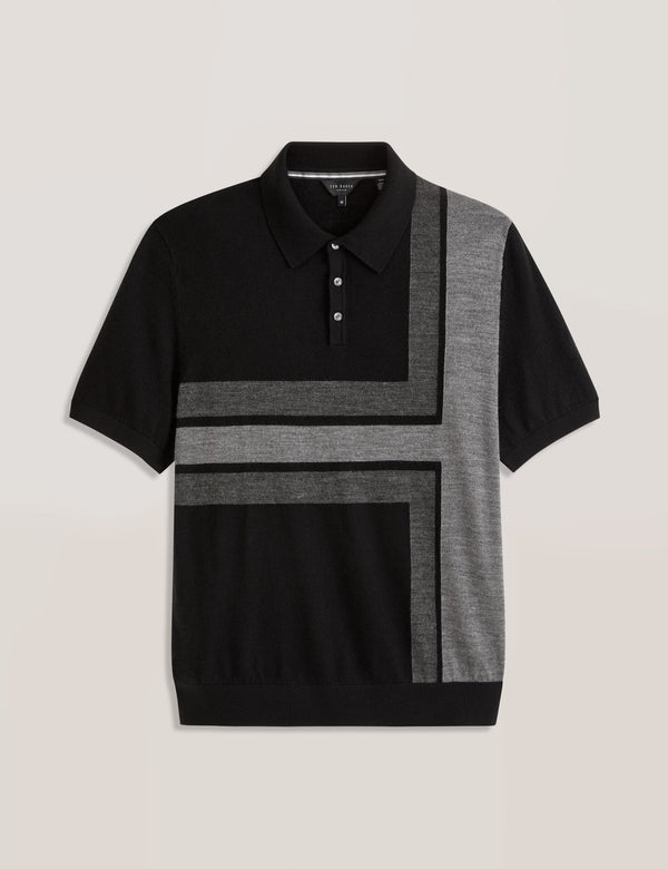 INTARSIA SWEATER POLO | BLACK