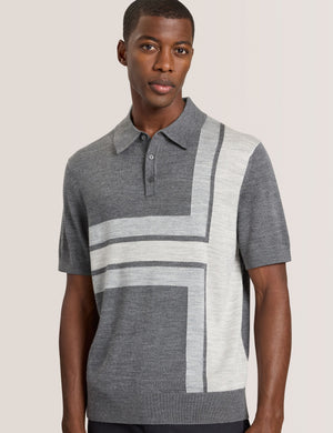 INTARSIA SWEATER POLO | CASTLEROCK HEATHER