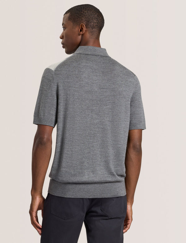 INTARSIA SWEATER POLO | CASTLEROCK HEATHER