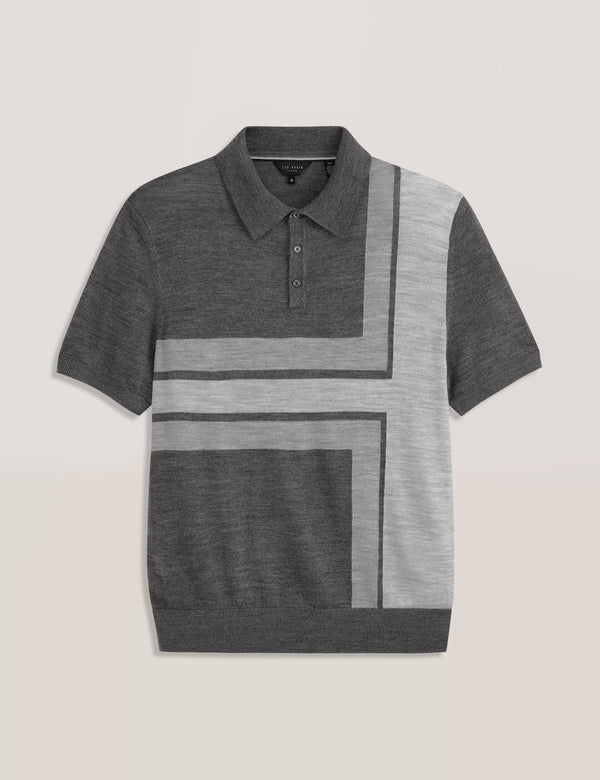 INTARSIA SWEATER POLO | CASTLEROCK HEATHER