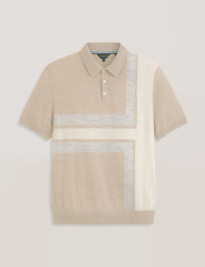 INTARSIA SWEATER POLO | LT-CAMEL HEATHER